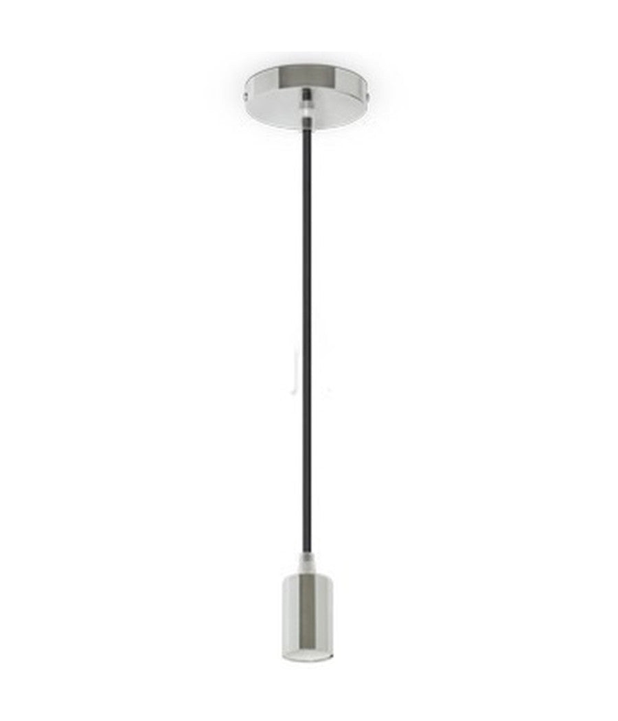 Pendente In Acciaio Nero A Soffitto Cromato Portalampada Lampada Moderno Design         