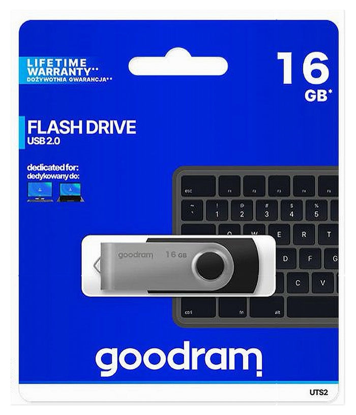 Pendrive Chiavetta Usb Uts2 16 Gb Usb 2.0 Tipo A Girevole Nero Argento Uts2-16gb         