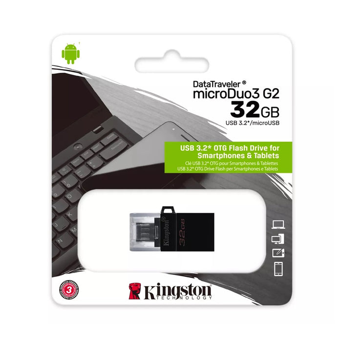 Pendrive Kingston Datatraveler Microduo3 G2 32gb Dtduo3g2/32gb Microusb Usb-a Otg         