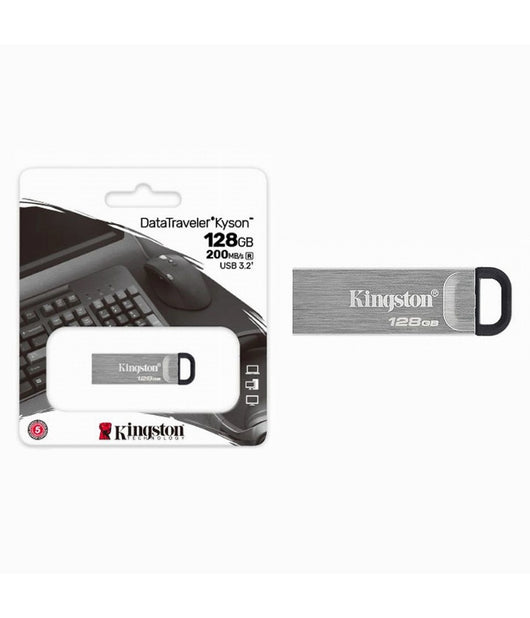 Pendrive Kingston Usb 3.2 Datatraveler Kyson 128gb In Metallo 200mb/s Dtkn/128gb         