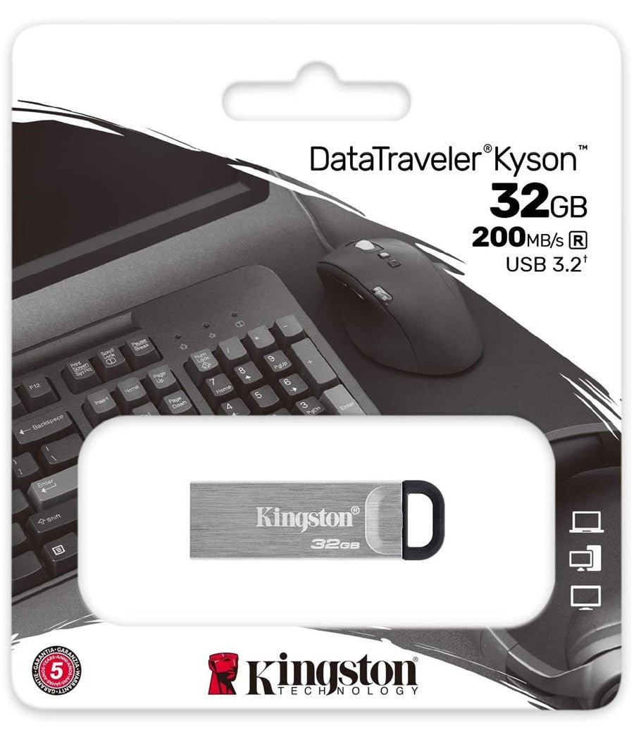 Pendrive Kingston Usb 3.2 Datatraveler Kyson 32 Gb In Metallo 200 Mb/s Dtkn/32gb         