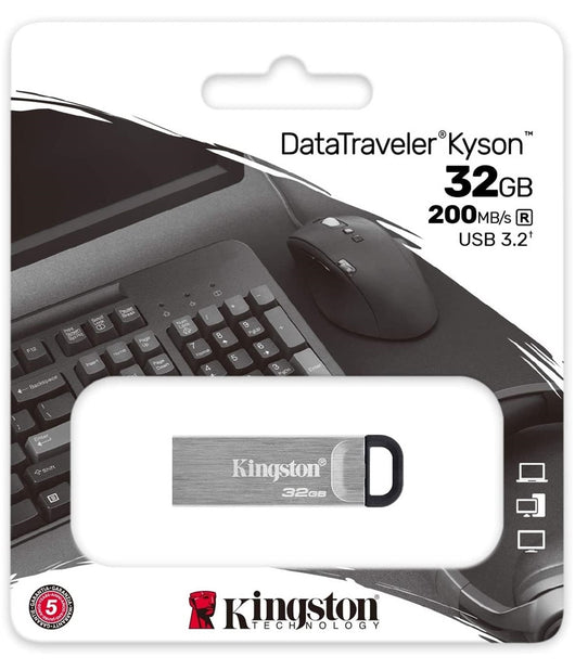 Pendrive Kingston Usb 3.2 Datatraveler Kyson 32 Gb In Metallo 200 Mb/s Dtkn/32gb         