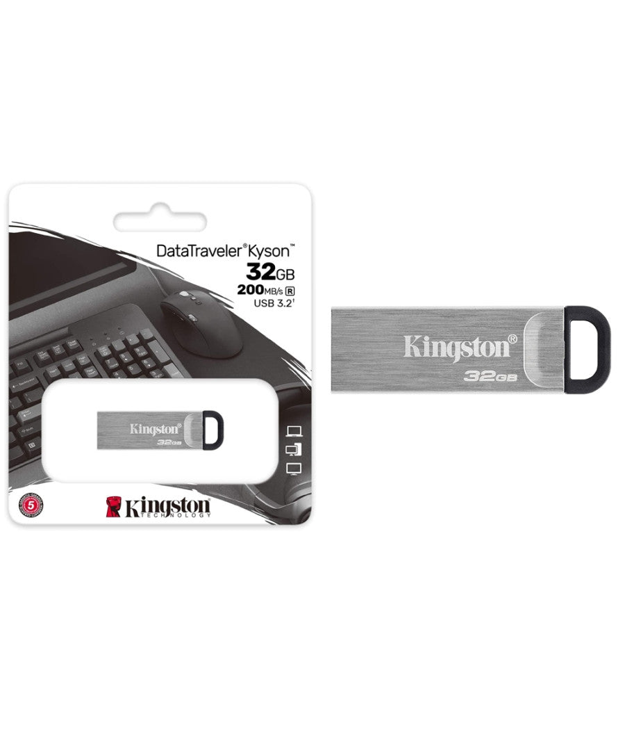 Pendrive Kingston Usb 3.2 Datatraveler Kyson 32 Gb In Metallo 200 Mb/s Dtkn/32gb         