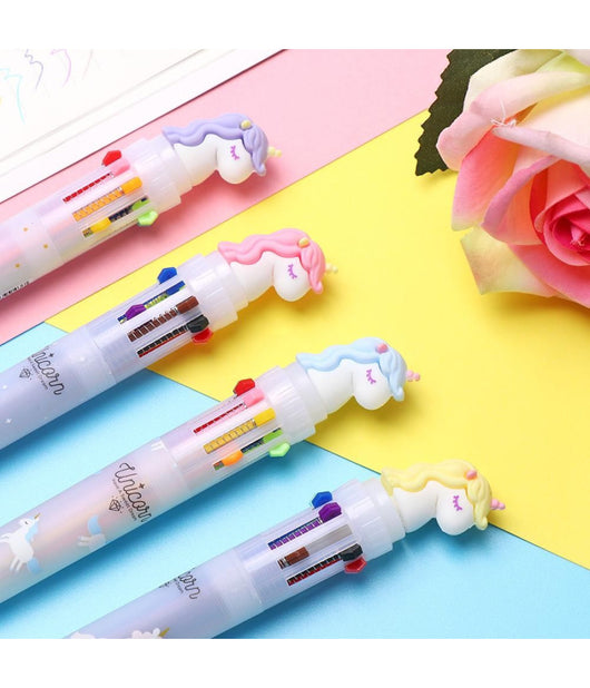 Penna A Sfera Retrattile Multicolore Unicorno Per Scuola Festa Regali Bomboniere         