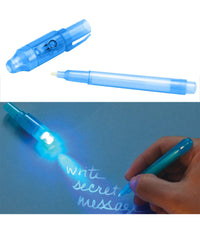 Penna Magica Ad Inchiostro Invisibile Set 2 Penne Visibile Con Luce Uv Gadget         