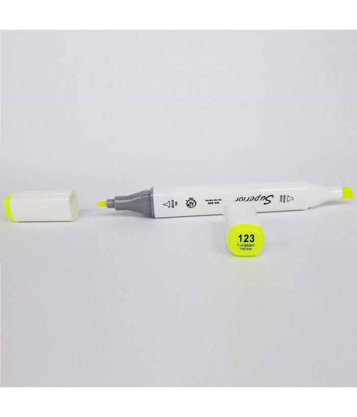 Pennarello 123 Fluorescent Yellow Colorati Doppia Punta Inchiostro Olio Colorare         