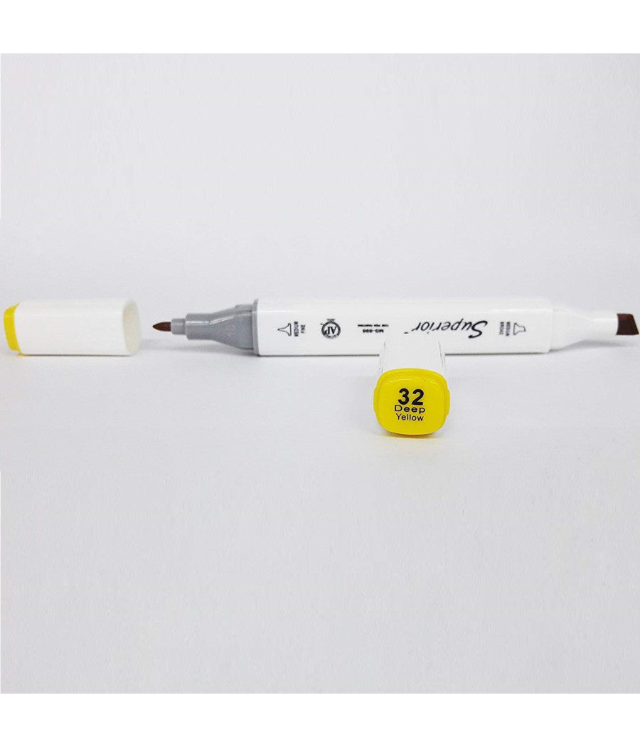 Pennarello 32 Deep Yellow Colorati Doppia Punta Inchiostro Base Olio Colorare         