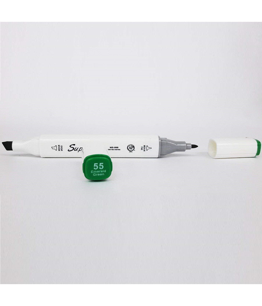 Pennarello 55 Emerald Green Colorati Doppia Punta Inchiostro Base Olio Colorare         