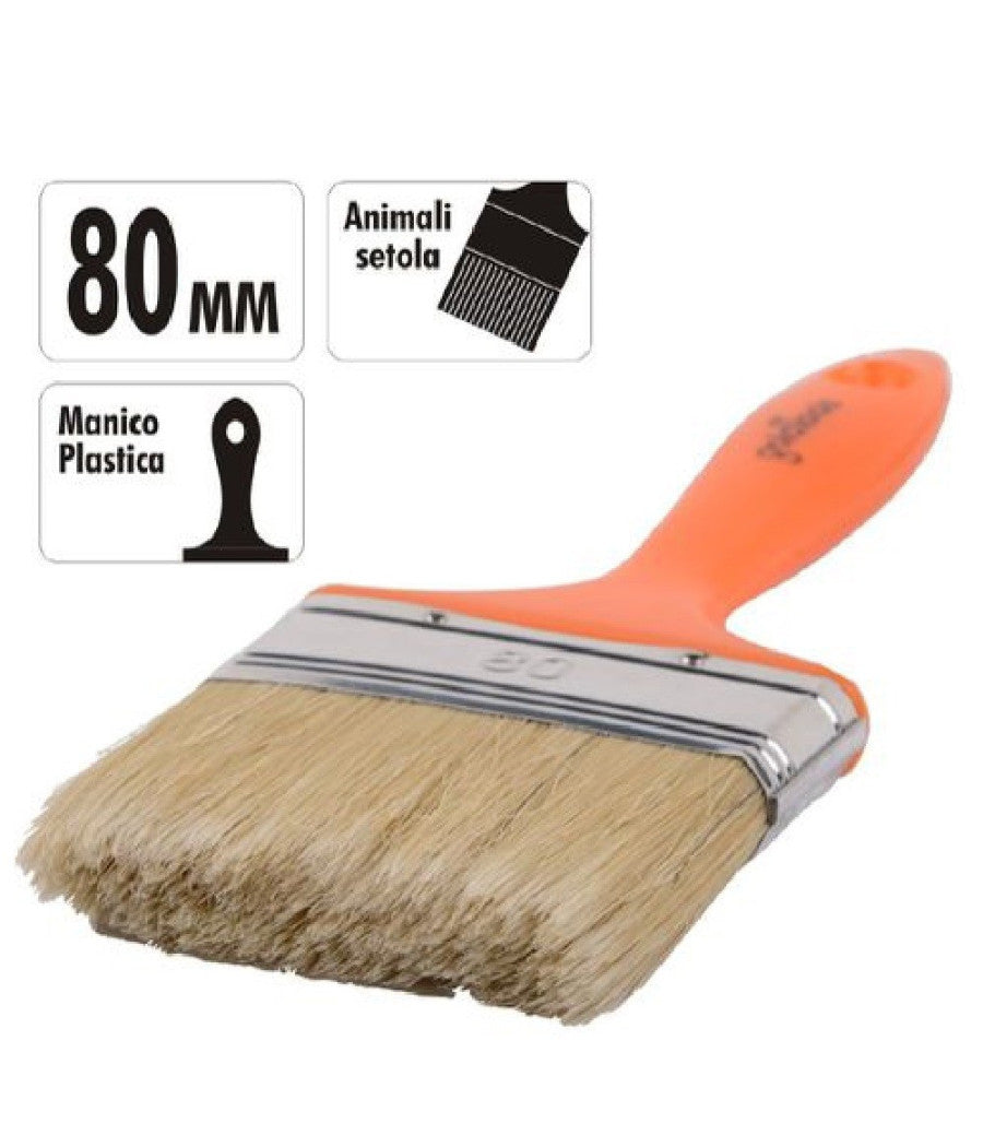 Pennello 80 Mm Pennellessa Con Manico In Plastica Per Pittura Verniciare 90259         