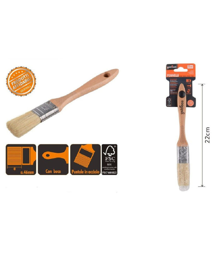 Pennello Piatto 22 Cm Con Manico In Legno Setole Morbide Pittura Vernice 90202         