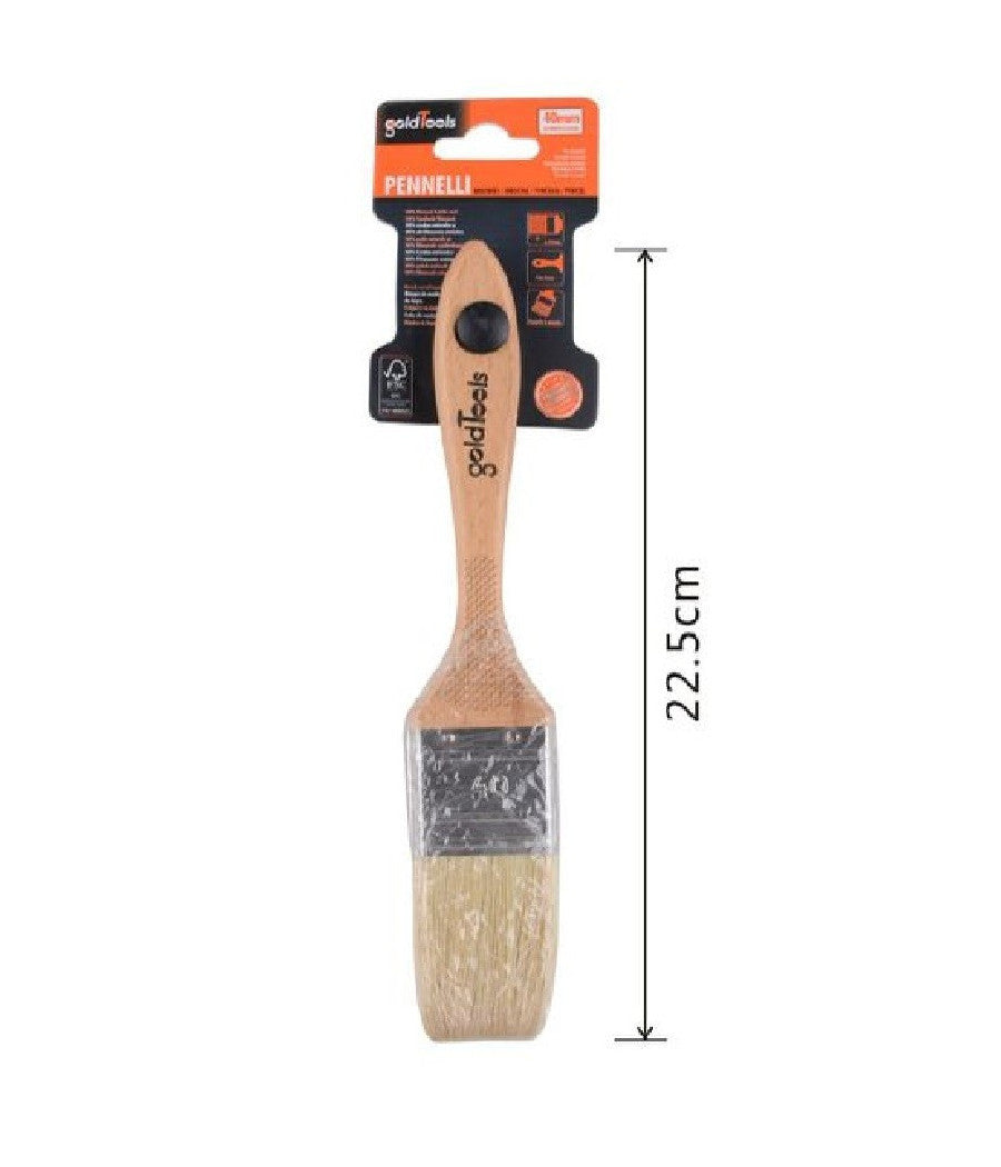 Pennello Piatto 22.5 Cm Con Manico In Legno Setole Morbide Pittura Vernice 90204         