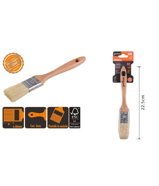 Pennello Piatto 22.5cm Con Manico Legno Setole Morbide Per Pittura Vernice 90203         