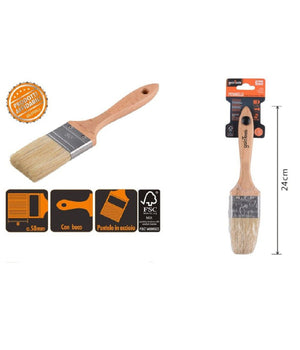 Pennello Piatto 24 Cm Manico In Legno Setole Morbide Per Pittura Vernice 90205         