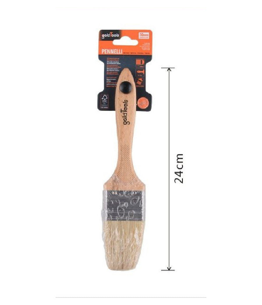 Pennello Piatto 24 Cm Manico In Legno Setole Morbide Per Pittura Vernice 90205         