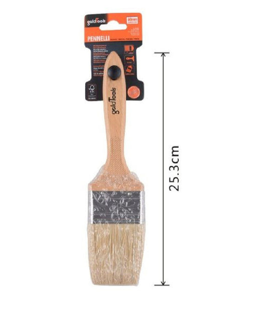 Pennello Piatto 25.3 Cm Manico In Legno Setole Morbide Per Pittura Vernice 90206         