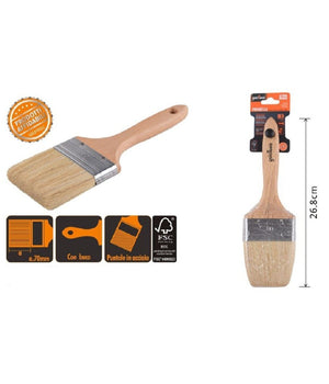 Pennello Piatto 26.8 Cm Con Manico In Legno Setole Morbide Pittura Vernice 90208         