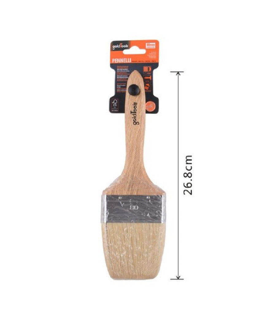 Pennello Piatto 26.8 Cm Con Manico In Legno Setole Morbide Pittura Vernice 90208         
