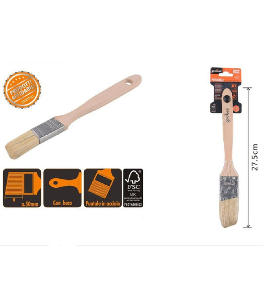 Pennello Piatto 27.5 Cm Obliquo Con Manico Legno Setole Lunghe Da Pittura 90214         