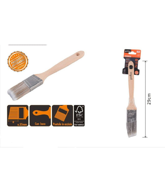Pennello Piatto 29 Cm Obliquo Con Manico In Legno Setole Lunghe Da Pittura 90211         
