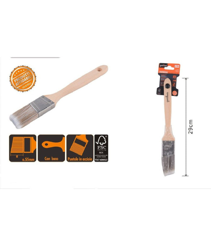 Pennello Piatto 29 Cm Obliquo Con Manico In Legno Setole Lunghe Da Pittura 90211         