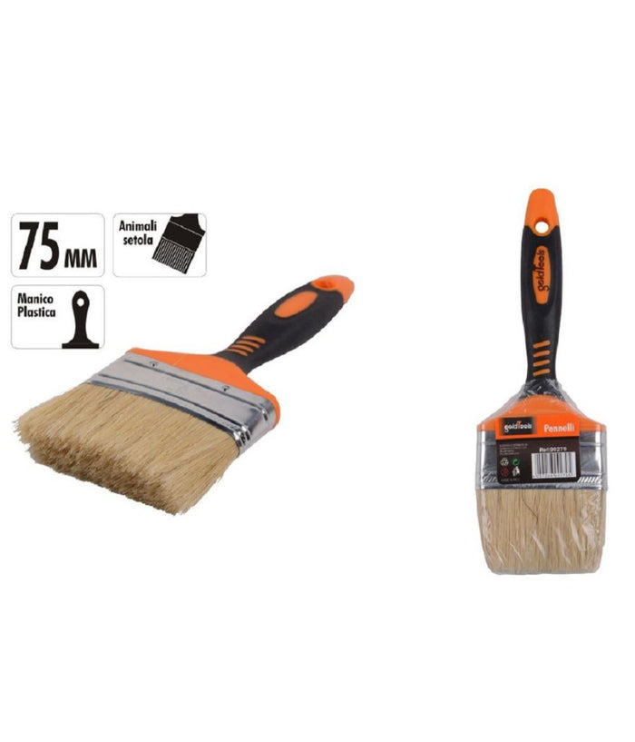 Pennello Piatto 3" 75 Mm Setole Morbide Pittura Vernice Manico Antiscivolo 90279         