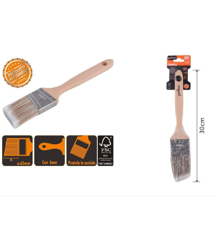 Pennello Piatto 30cm Obliquo Con Manico In Legno Setole Lunghe Da Pittura 90212         