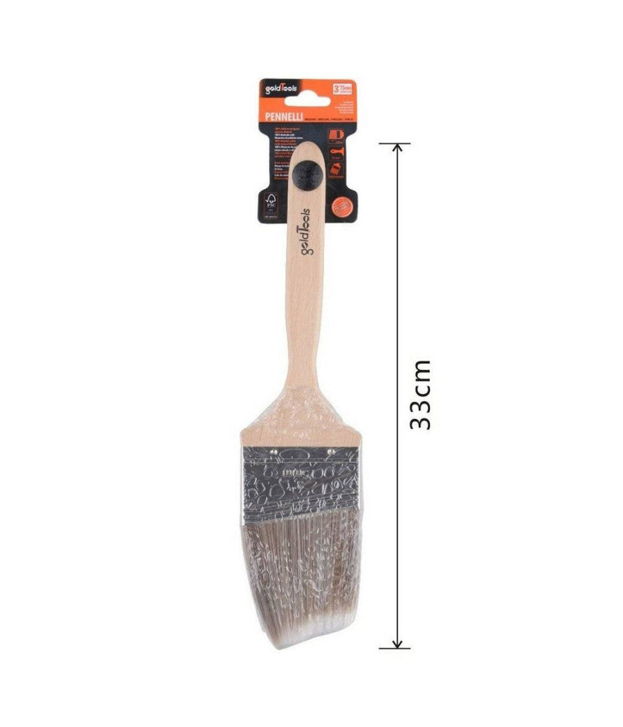 Pennello Piatto 75 Mm Pennellessa Obliquo Con Manico In Legno Per Verniciare         