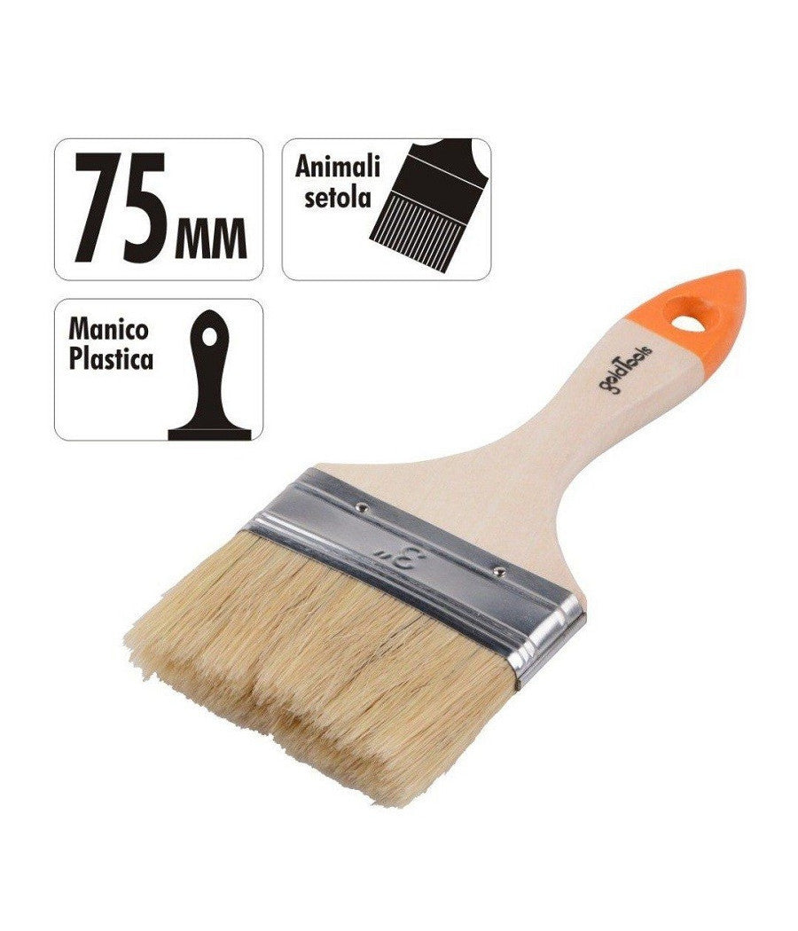 Pennello Piatto Da 3" 75mm Pennellessa Per Pittura Verniciare Dipingere 90265         