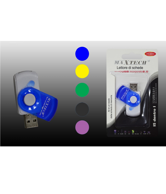 Pennetta Usb 2.0 Lettore Schede Di Memoria Sd Tf Minisd W2 Ms Xd Ms Maxtech Lto-sm003         