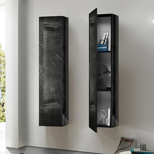 Soggiorno Zenzero, parete attrezzata moderna in Noce dark e Nero bruciat,  ,ZLCAINFCB3-BIBET