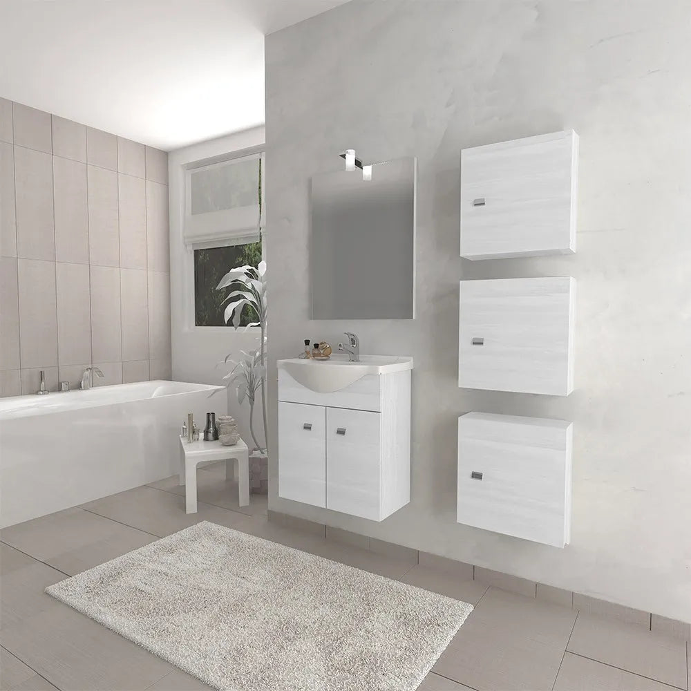 Pensile bagno 45 cm rovere bianco anta reversibile