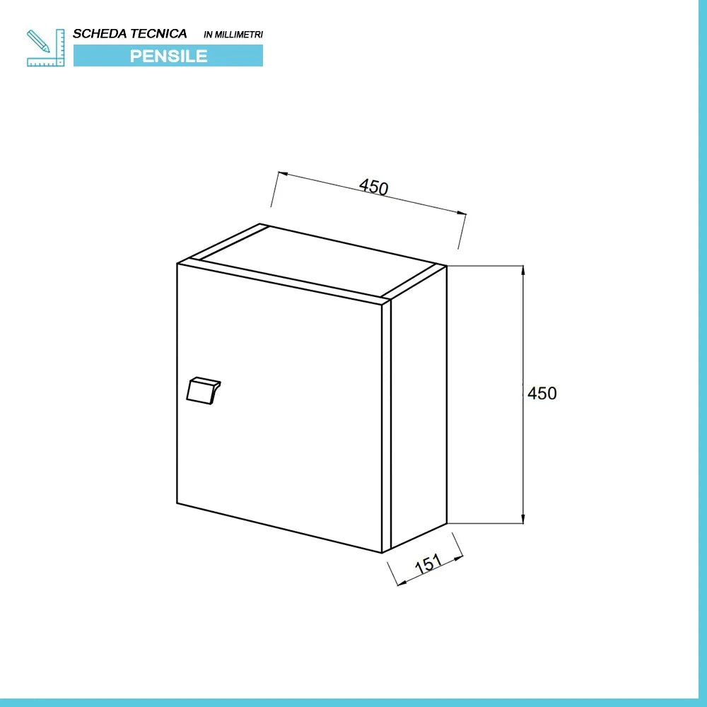 Pensile bagno 45 cm rovere bianco anta reversibile