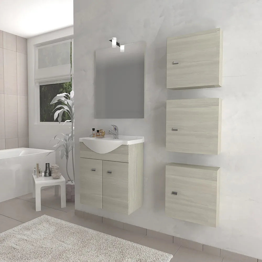 Pensile bagno 45 cm rovere grigio anta reversibile