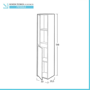 Pensile bagno sospeso 140 cm rovere alaska 2 ante reversibili Oasi
