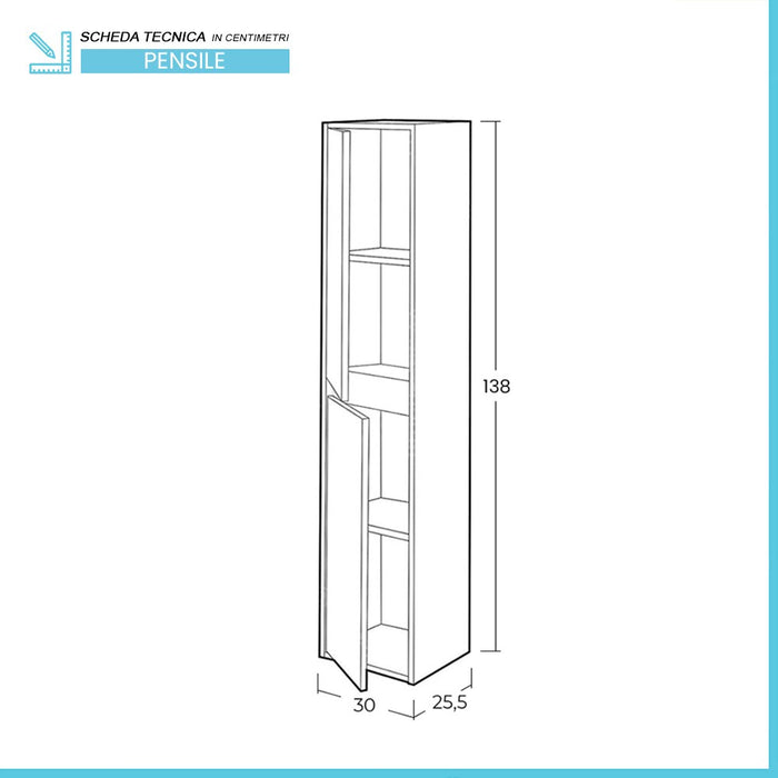 Pensile bagno sospeso 140 cm rovere alaska 2 ante reversibili Oasi