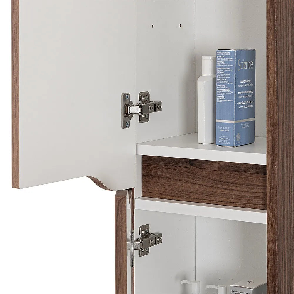 Pensile bagno sospeso 150 H noce con ripiani regolabili Maiori/Minori