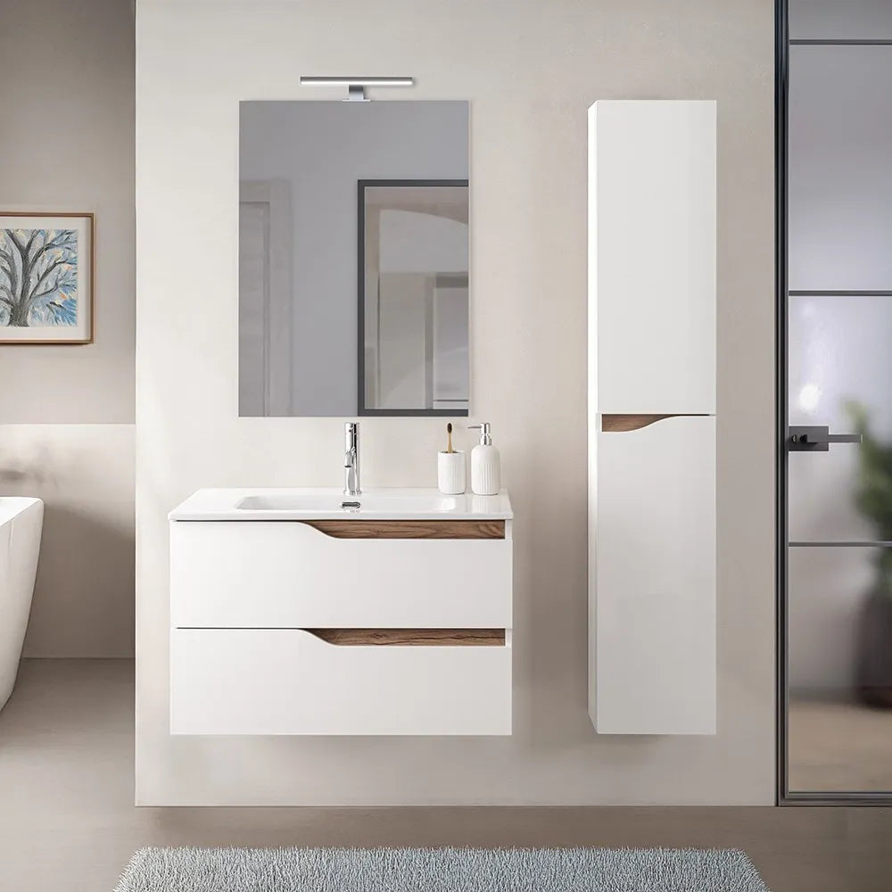 Pensile bagno sospeso 160 cm bianco e quercia Sumya