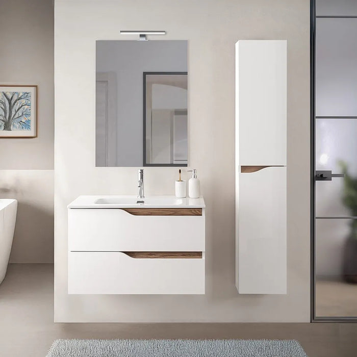 Pensile bagno sospeso 160 cm bianco e quercia Sumya