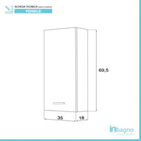 Pensile bagno sospeso 35 cm grigio con ripiano regolabile Desya