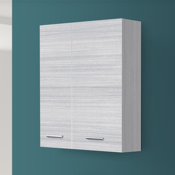 Pensile bagno sospeso 60 cm grigio  con ante e ripiano interno Desya