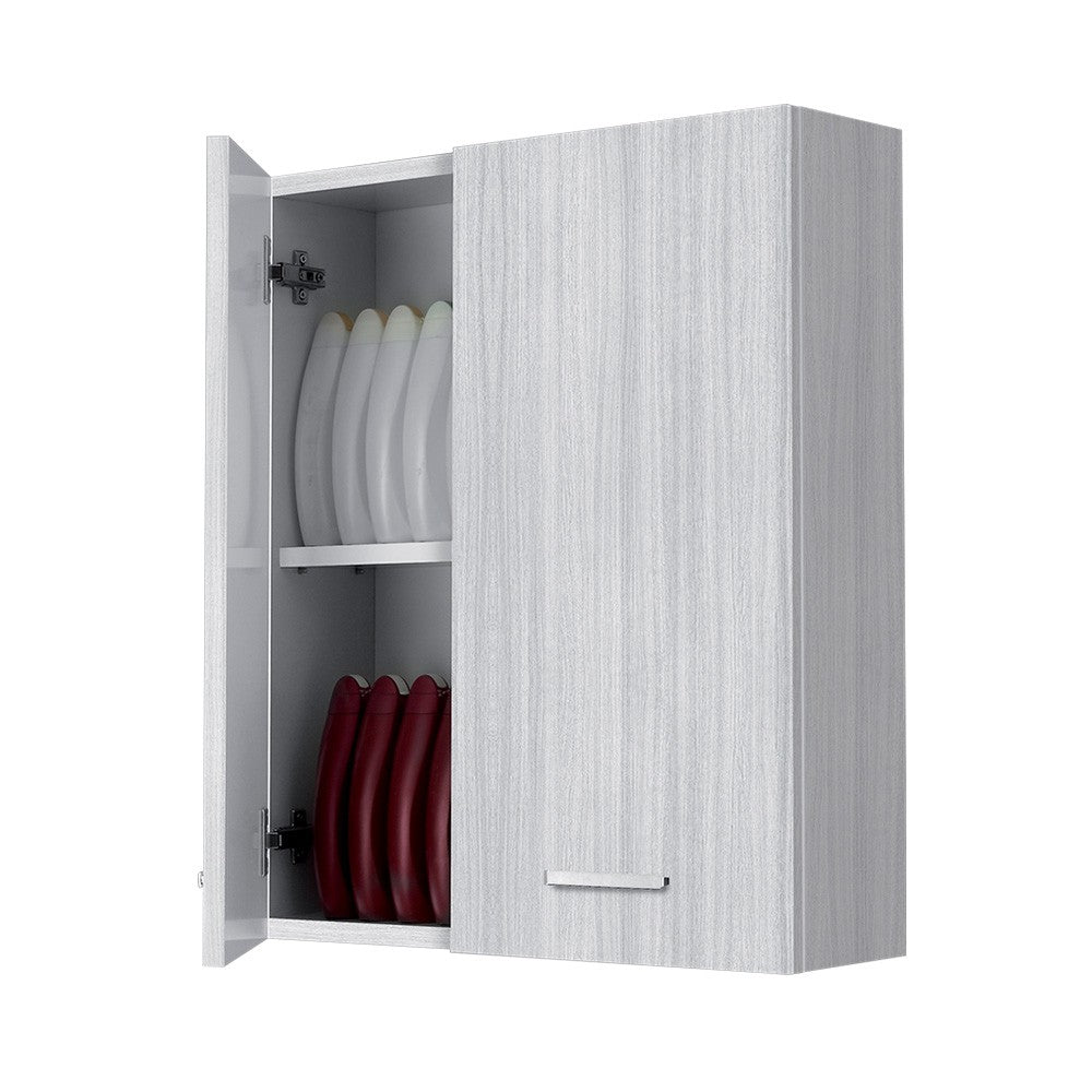 Pensile bagno sospeso 60 cm grigio  con ante e ripiano interno Desya