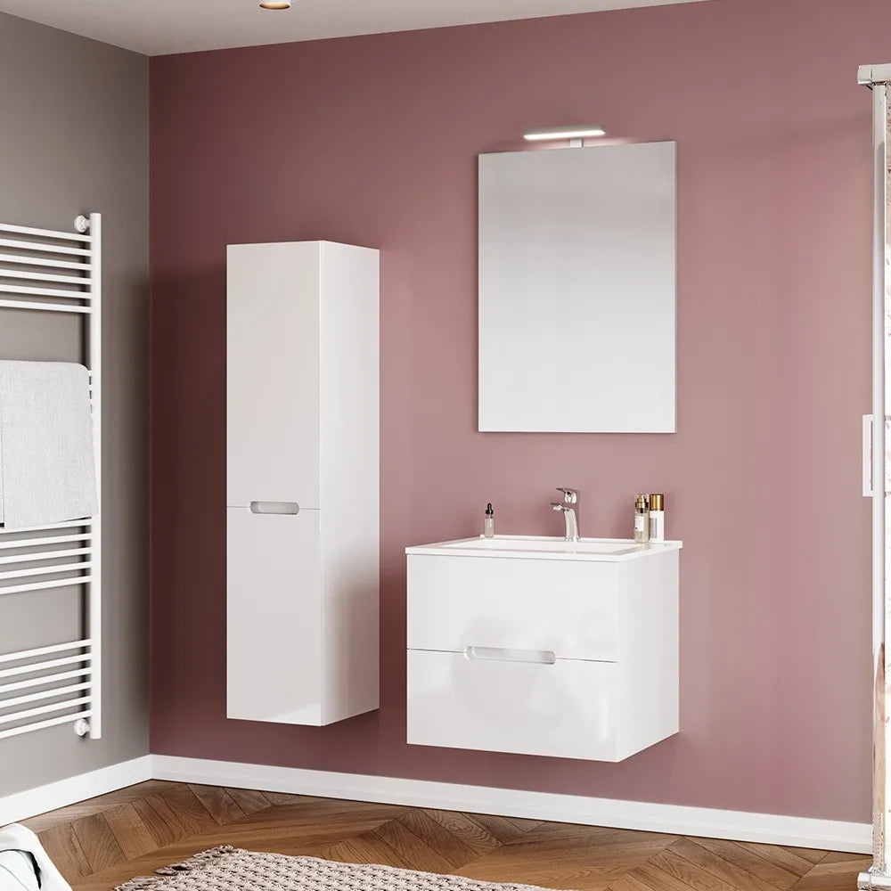 Pensile bagno sospeso bianco lucido con ante soft-close H 140  Eva