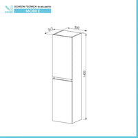 Pensile bagno sospeso rovere scuro H 140 con 2 ante soft-close  Mona