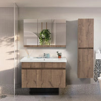 Pensile bagno sospeso rovere scuro H 140 con 2 ante soft-close  Mona