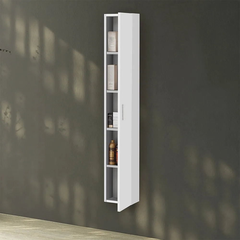 Pensile bagno sospeso150 H bianco con maniglia cromata  Martha