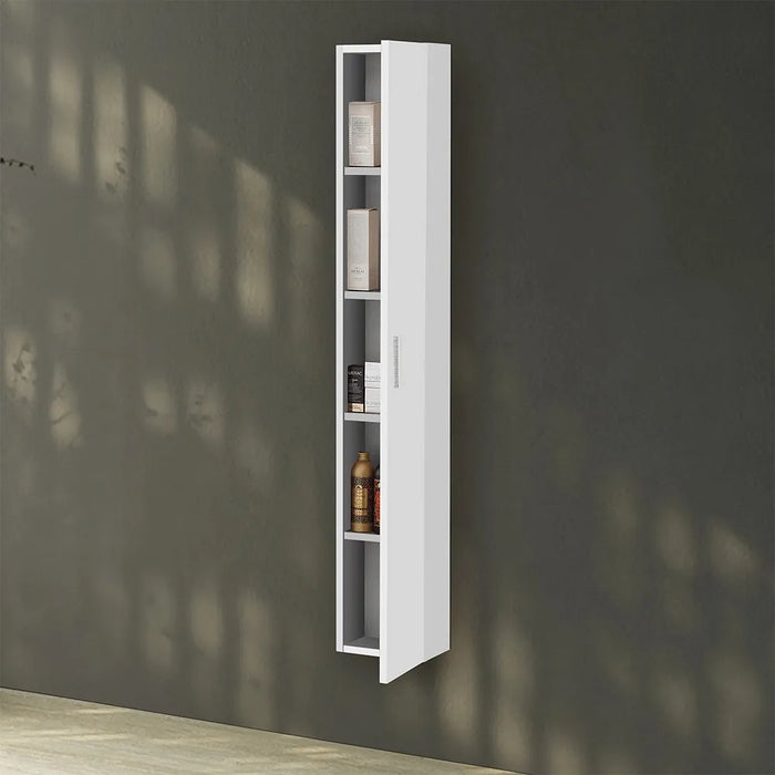 Pensile bagno sospeso150 H bianco con maniglia cromata  Martha