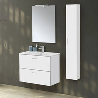 Pensile bagno sospeso150 H bianco con maniglia cromata  Martha