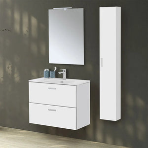 Pensile bagno sospeso150 H bianco con maniglia cromata  Martha