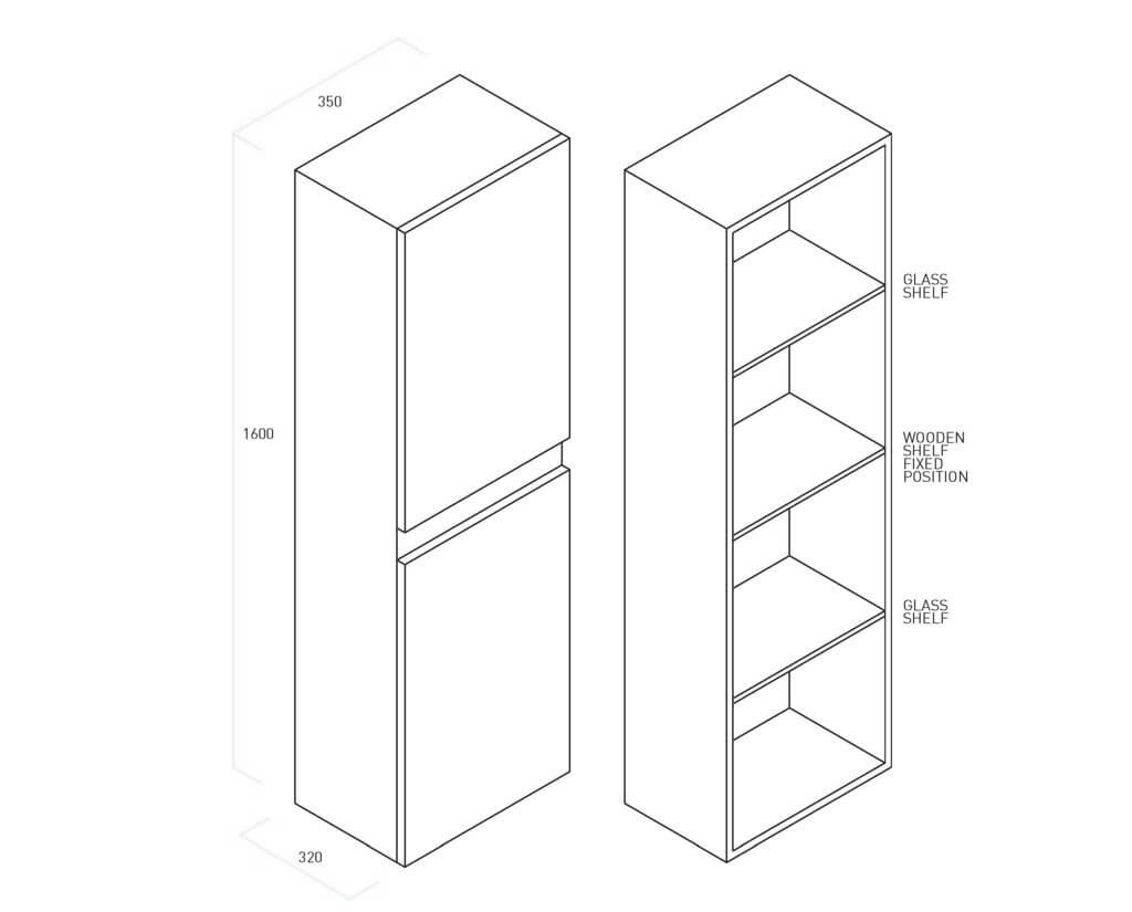 Pensile Colonna 35cm Sospesa Per Bagno Con Maniglia a Gola - Rovere Miele