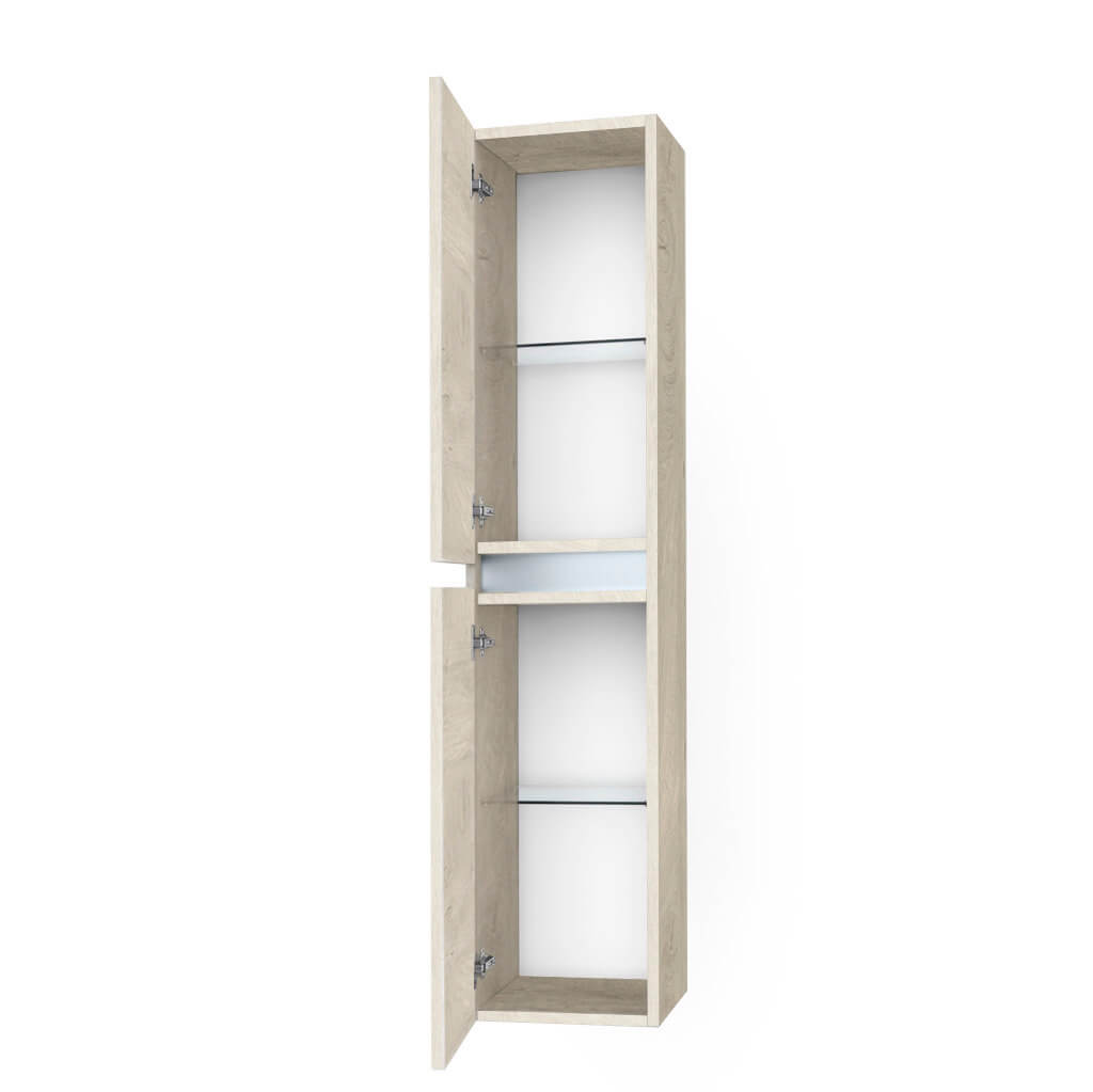 Pensile Colonna 35cm Sospesa Per Bagno Con Maniglia a Gola - Rovere Alaska